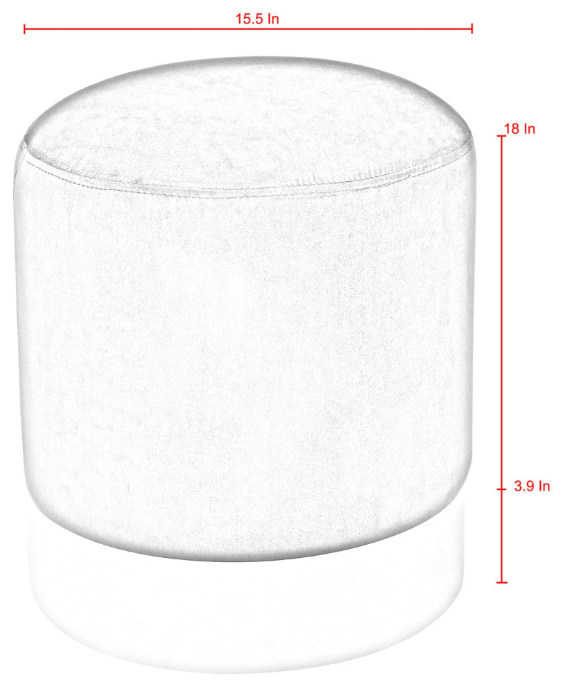 Madelyn Velvet Round Ottoman With Metal Base, Blush/Chrome