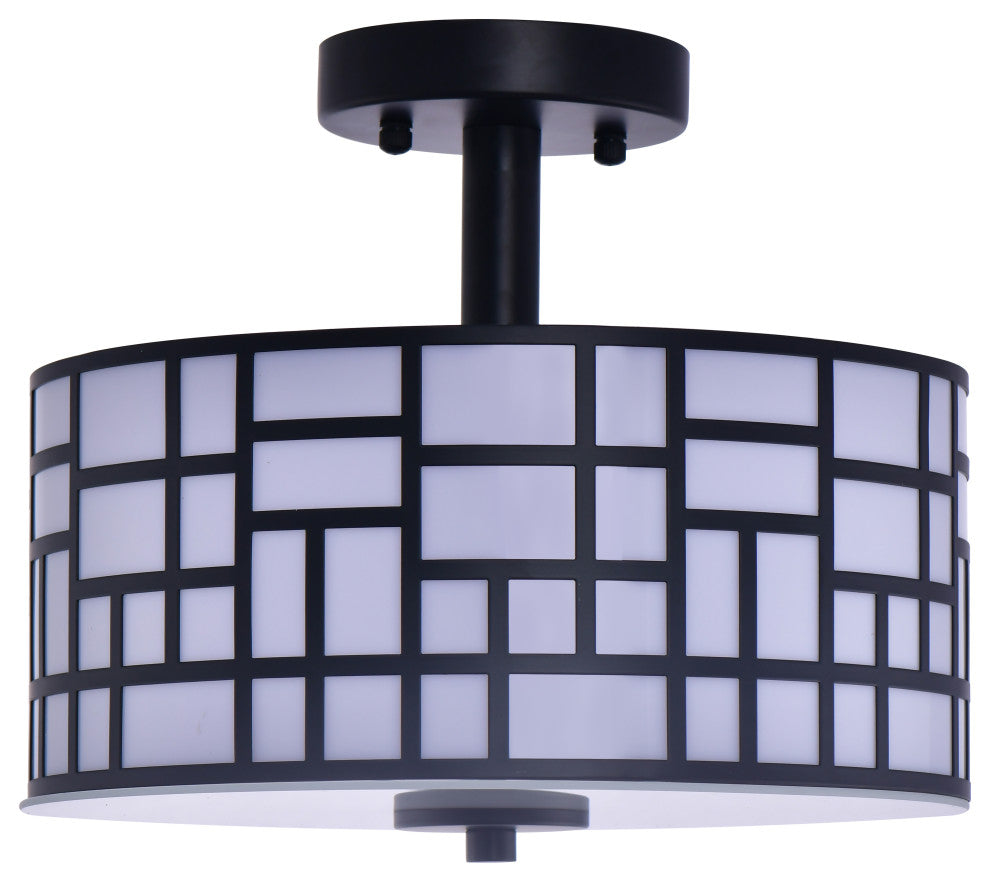 Lazzur Moselle 3 Light 12" Matte Black Semi-Flush Mount Ceiling Light