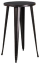 24" Round Black-Antique Gold Metal Bar 5-Piece Table Set With 4 Backless Stools