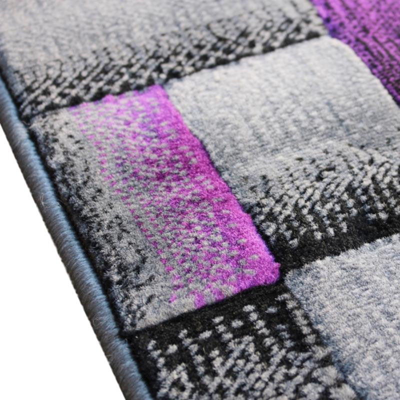 Elio Collection Color Blocked Area Rug, Purple, 2' X 3'