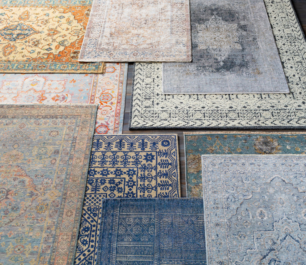 Surya Palazzo PZL-2300 3'3"x10' Rug, Taupe/Denim/Navy/Cream/White/Blush