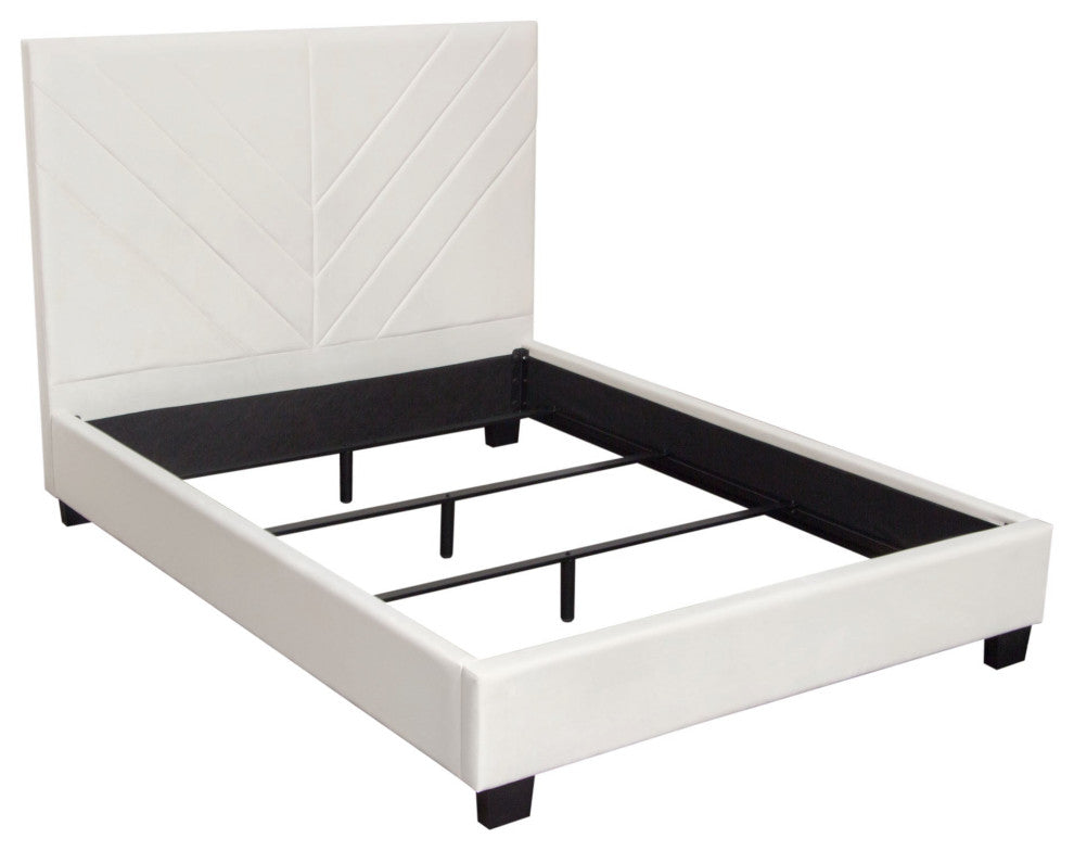 Vogue Queen Bed, Light Cream Velvet