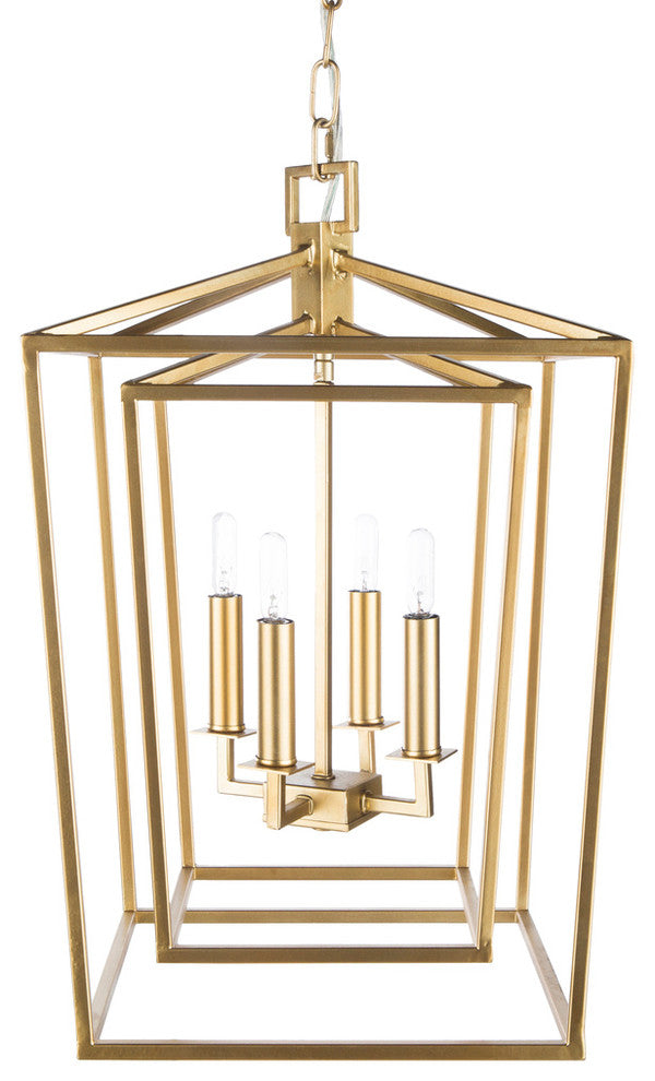 Bellair Updated Traditional 4-Light Lantern, Gold, 14"x14"x21"