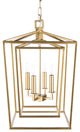 Bellair Updated Traditional 4-Light Lantern, Gold, 14"x14"x21"