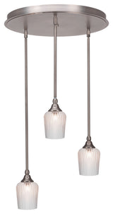 Empire 3-Light Cluster Pendalier, Brushed Nickel/Clear Textured