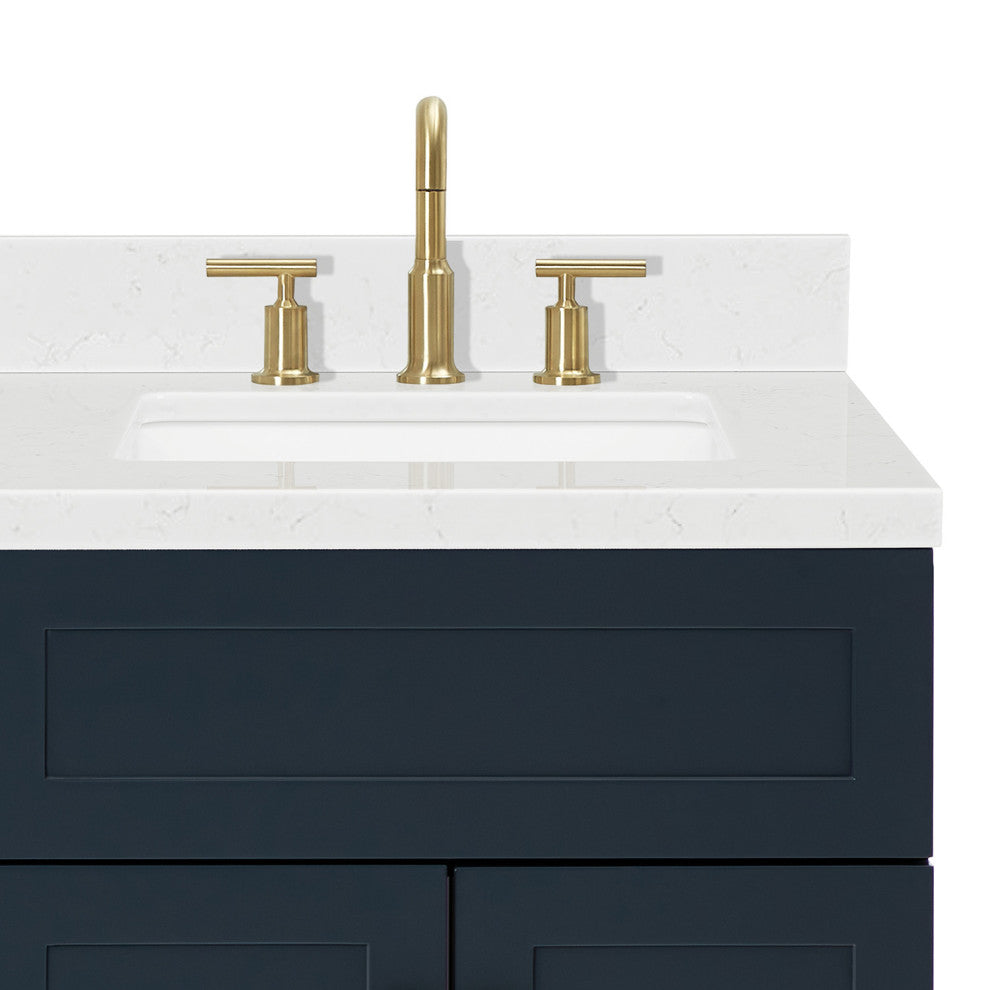 Ariel Hamlet 60" Double Rectangle Sink Bathroom Vanity, Carrara Quartz