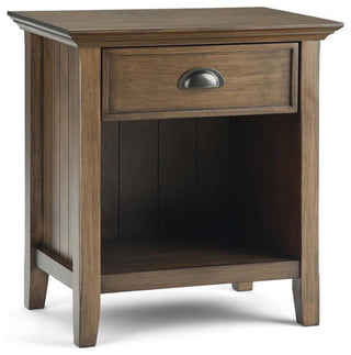 Solid Wood 24" Wide Bedside Nightstand Table In Rustic Natural Aged Brown