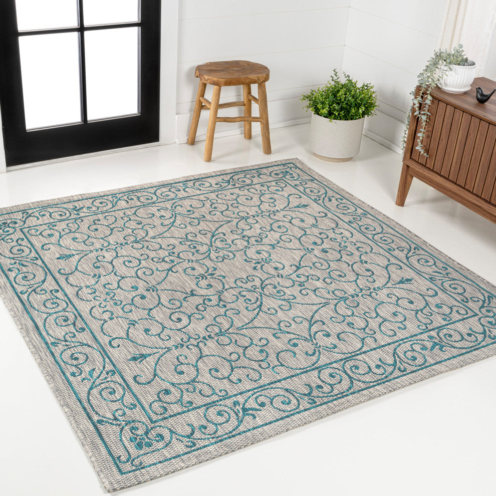 Charleston Vintage Filigree Textured Weave Indoor/Outdoor Area Rug