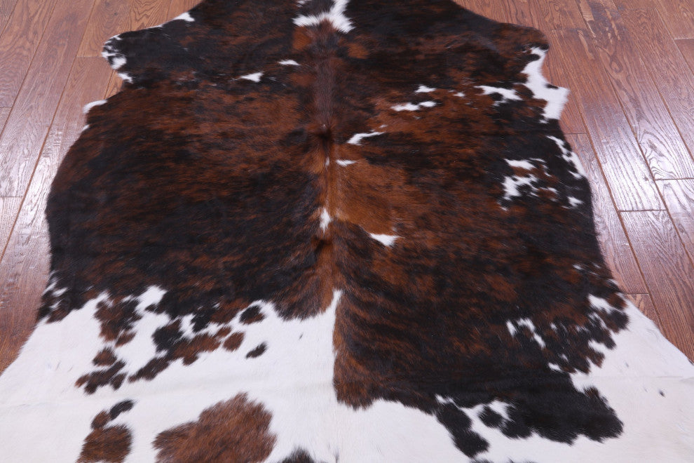 6' 8" X 5' 2" Tricolor Natural Cowhide Rug C2267
