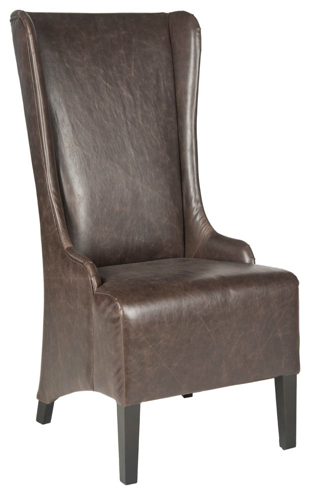 Safavieh Becall 20" Leather Dining Chair, Antique Brown, Espresso