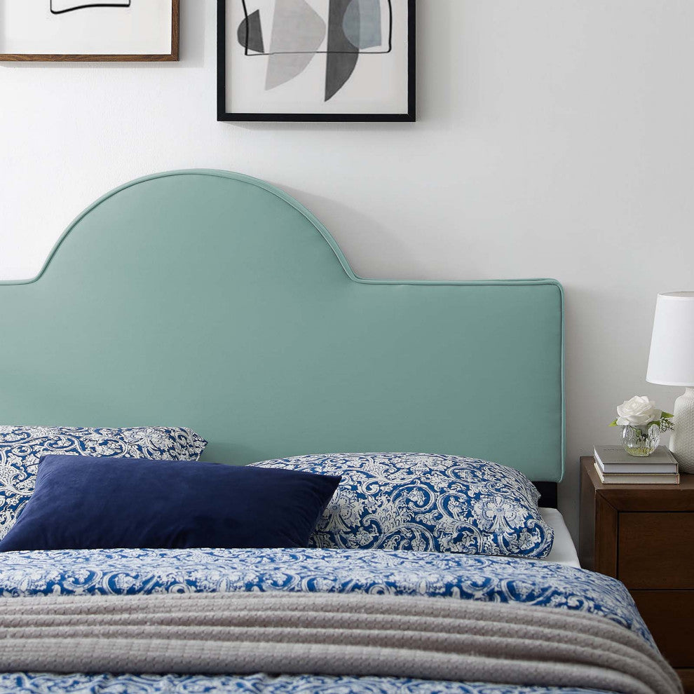 Headboard, King Size, Velvet, Blue, Modern Contemporary, Bedroom Master Suite