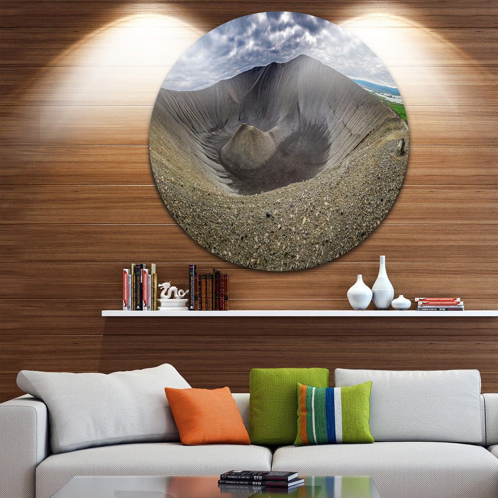 Volcano Crater Dimmu Borgir, Landscape Round Metal Wall Art, 38"