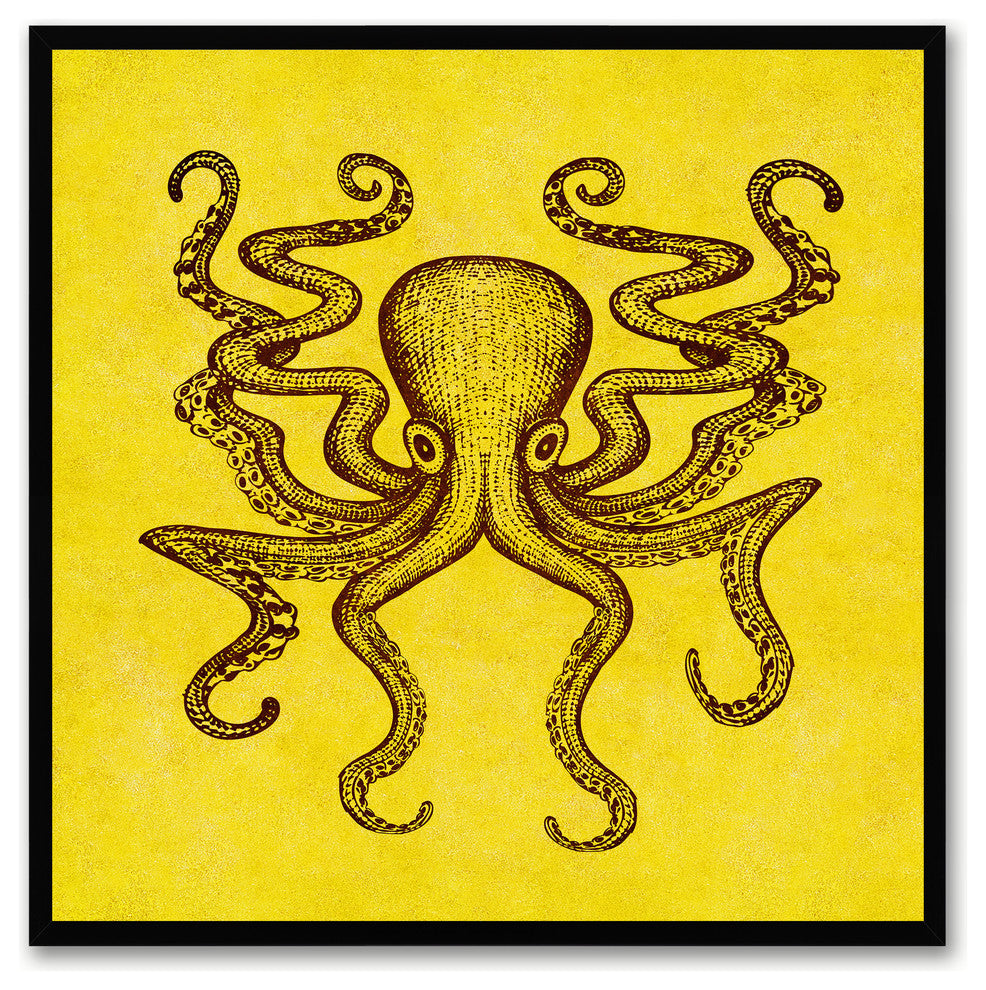 Octopus Animal Yellow Canvas Print, Custom Picture Frame, 15"x15"