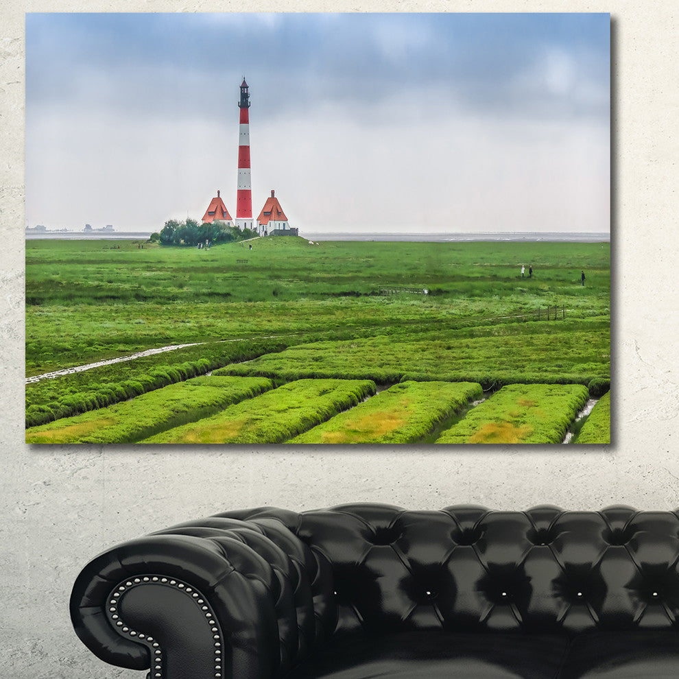 Westerheversand Lighthouse Panorama, Landscape Canvas Art Print, 60x40