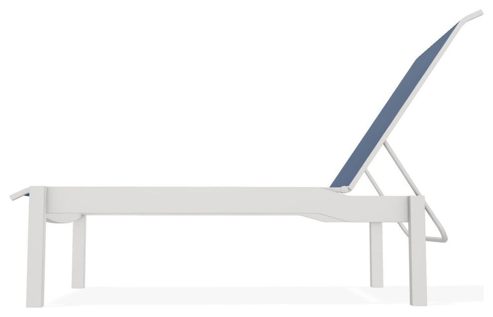 Leeward Sling Stackable Outdoor Chaise Lounge, Cobalt/Snow
