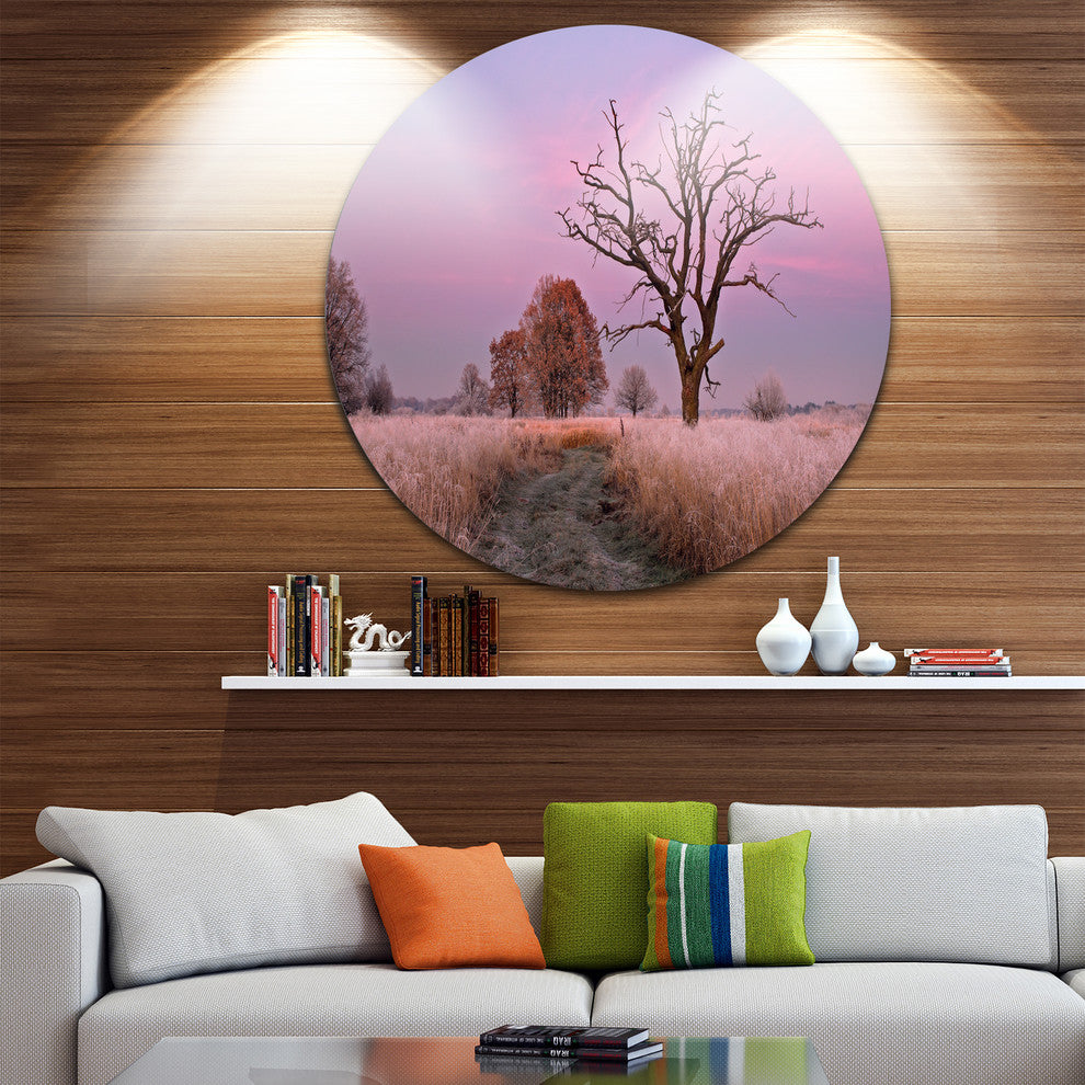 Fairy Autumn Sunrise With Lonely Tree, Landscape Disc Artwork, 11"