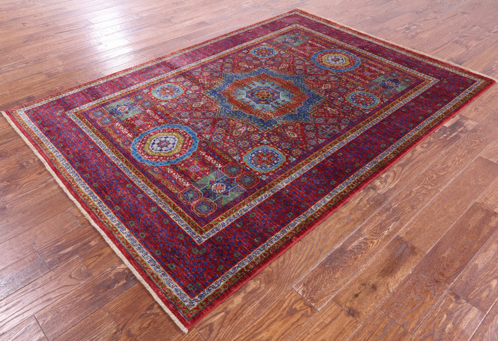 5' 7" X 7' 11" Handmade Mamluk Geometric Rug - Q12272