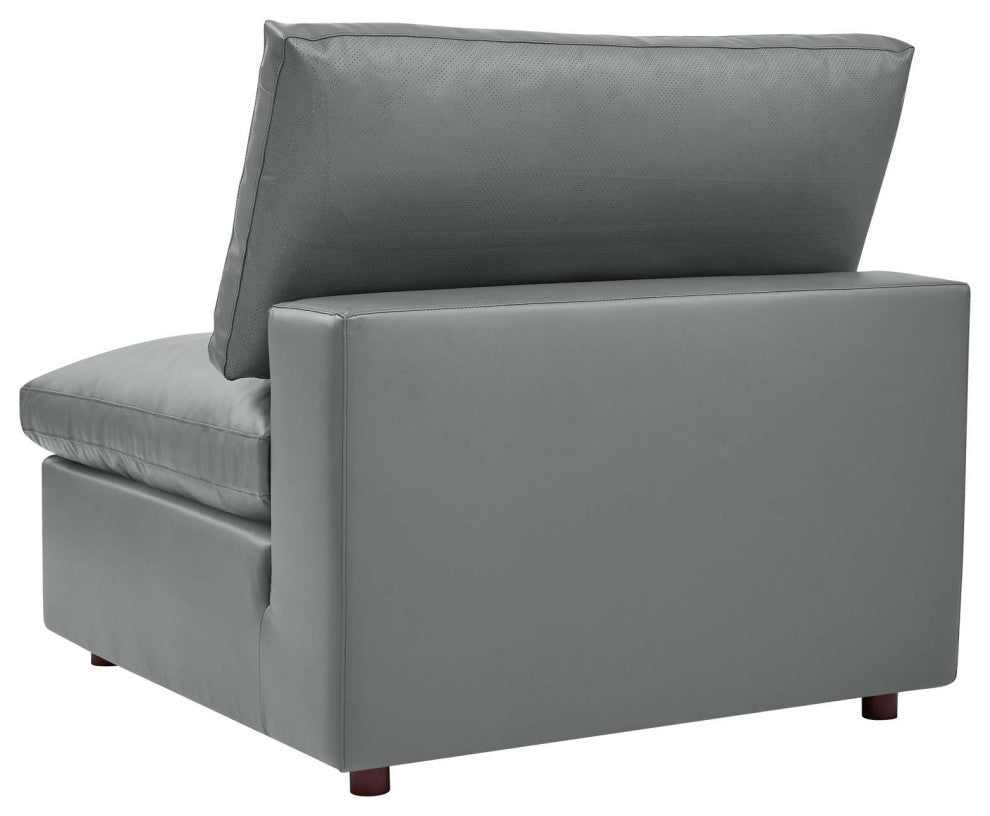 Sectional Sofa Set, Faux Vegan Leather, Gray, Modern, Lounge Hospitality