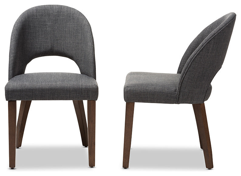 Wesley Dark Gray Upholstered Walnut Wood Dining Chair, Set of 2