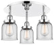 Bell-3 Light 17" Flush Mount-Polished Chrome, Clear Glass Shade