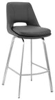 30" Elegant Gray Faux Leather Bar Stool With Stainless Steel Frame