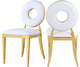 Carousel Upholstered Dining Chair, Set of 2, White Vegan Leather, Gold Finish