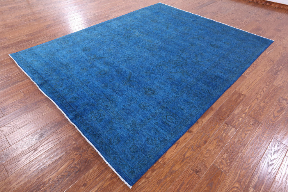 7' 10" X 10' 0" Hand Knotted Full Pile Overdyed Wool Rug - Q12716