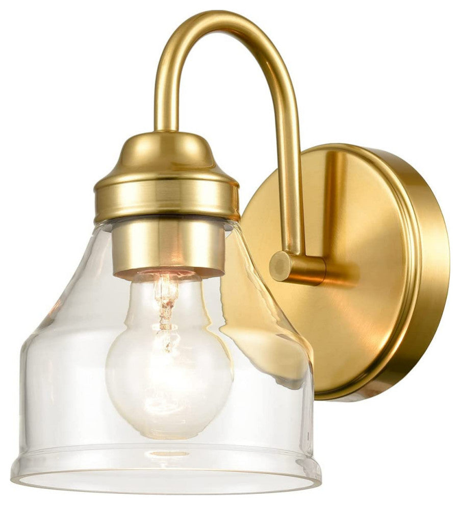 Modern Brass Wall Lighting Fixture Single Glass Home Wall Sconce
