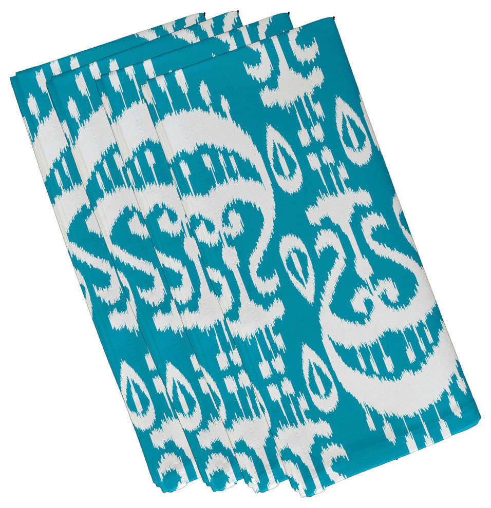 Ikat , Geometric Print Napkin, Turquoise, Set of 4