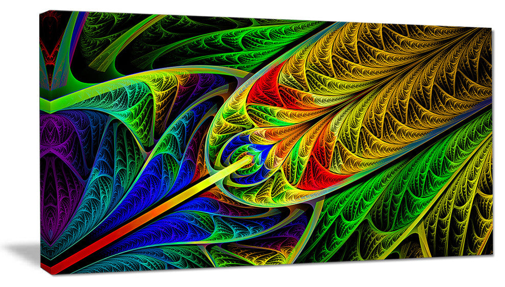 Stained Glass with Glowing Designs, Abstract Wall Art Canvas, 40x20