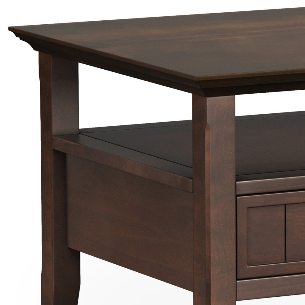 Acadian Solid Wood Coffee Table With Drawer, Brunette Brown