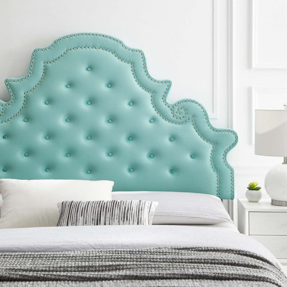 Diana Tufted Performance Velvet Twin Headboard Mint