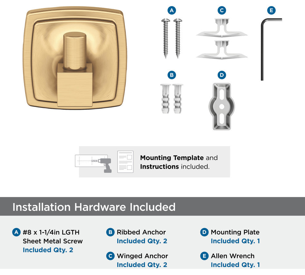 Stature Transitional Single Robe Hook, Champagne Bronze