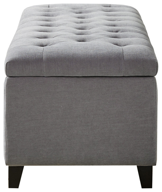 Madison Park Shandra Upholstered Soft Close Storage Bench, Light Gray