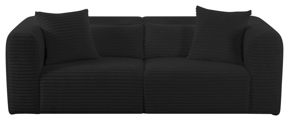 Tarra Fluffy Oversized  Corduroy Modular Loveseat, Black