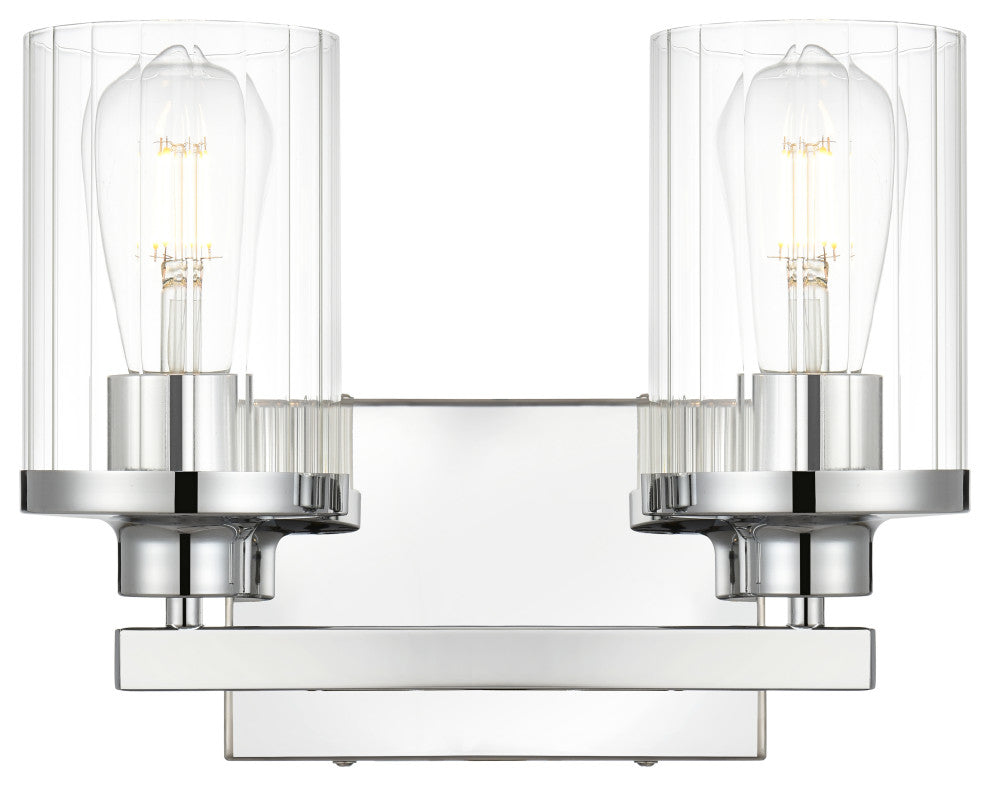 2 Light Chrome And Clear Bath Sconce