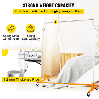 Z Rack Adjustable Height Rolling Garment Rack, Orange, 23.62x64.96x70.87 in