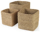 Copenhagen Medium Brown Square Twisted Seagrass Square Baskets, 3-Piece Set