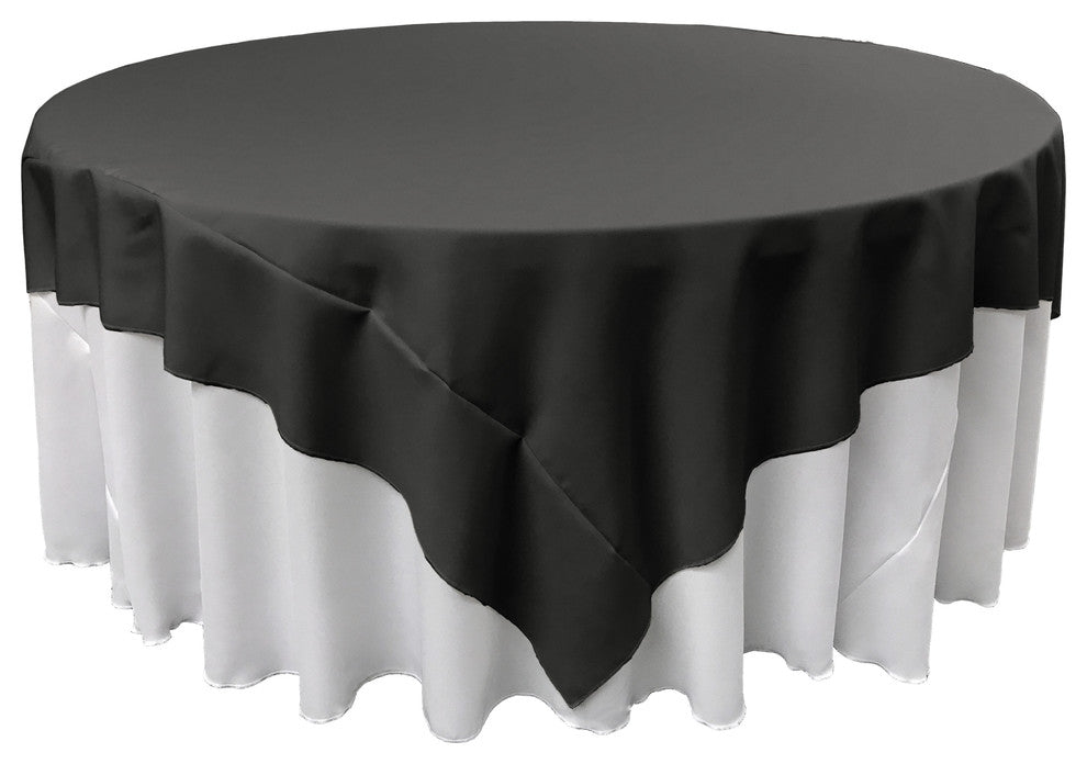 LA Linen Square Polyester Poplin Tablecloth, Black, 90"x90"