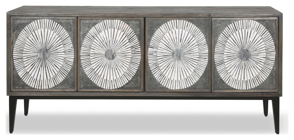 Palm Desert Modern Bone Inlay Sideboard, Vintage Gray