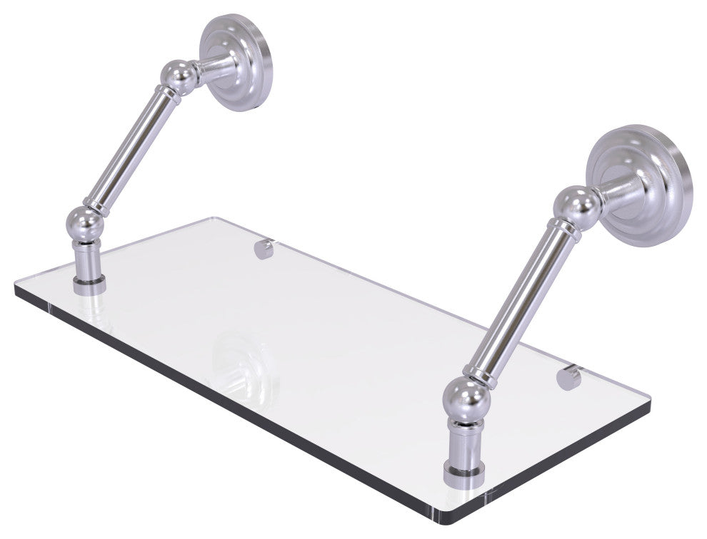 Prestige Que New 18" Floating Glass Shelf, Satin Chrome