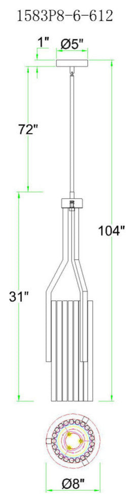 Fermont 6 Light Satin Nickel and Pearl Black Mini Pendant