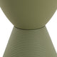Round Side Table in ABS Plastic Ribbed Design End Table with Removable Lid, Olive Green
