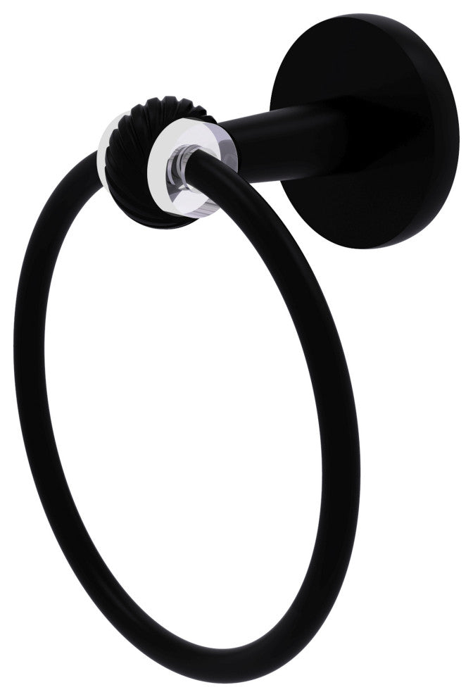 Clearview Towel Ring with Twisted Accents, Matte Black