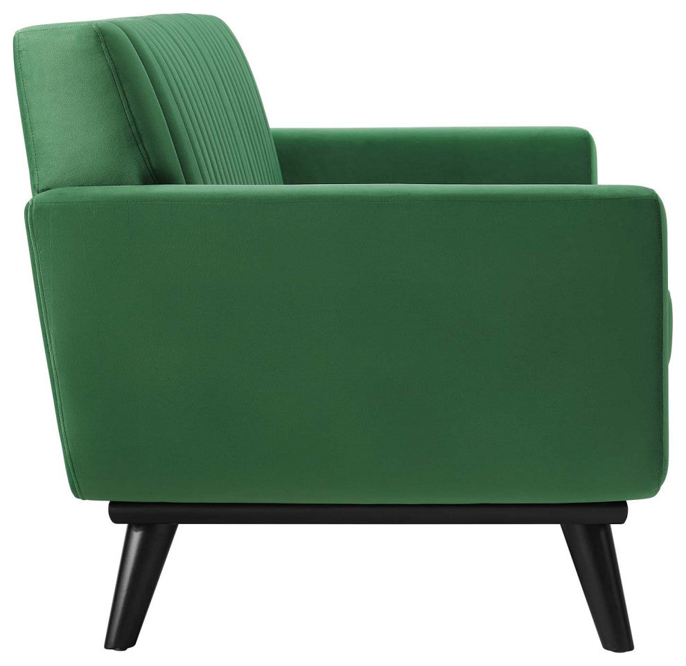 Engage Channel Tufted Performance Velvet Loveseat Emerald