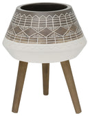 18" Fiberglass Pot On Stand, Brown