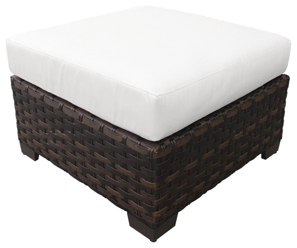 kathy ireland River Brook 5 Piece Wicker Patio Furniture Set, Alabaster