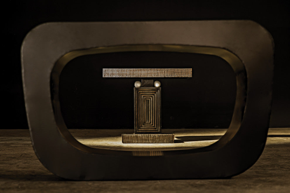 Noir Furniture Ponte Console, Black Steel