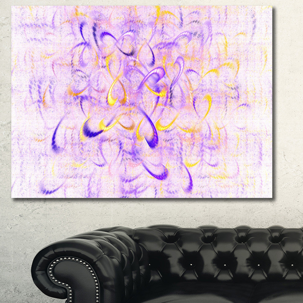 Light Purple Watercolor Fractal Art, Oversized Abstract Canvas Art Print, 60x40