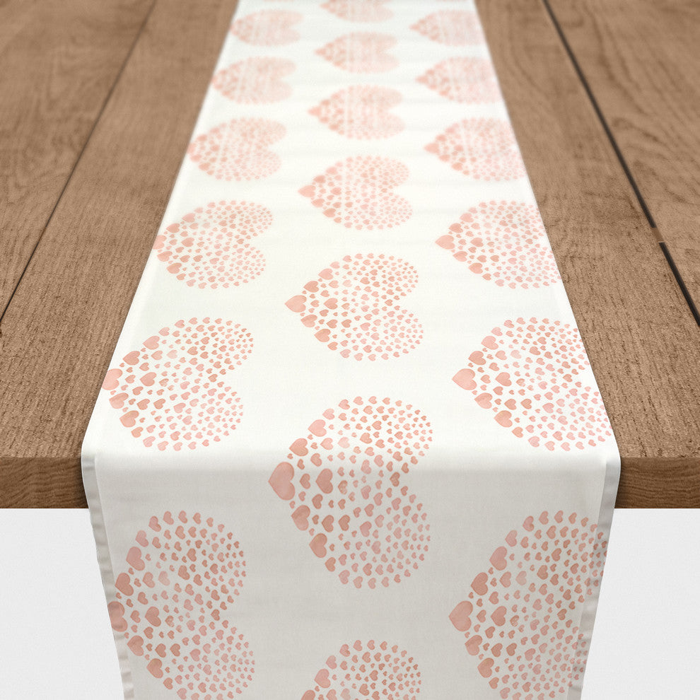 Tiny Pink Hearts 16x90 Cotton Table Runner